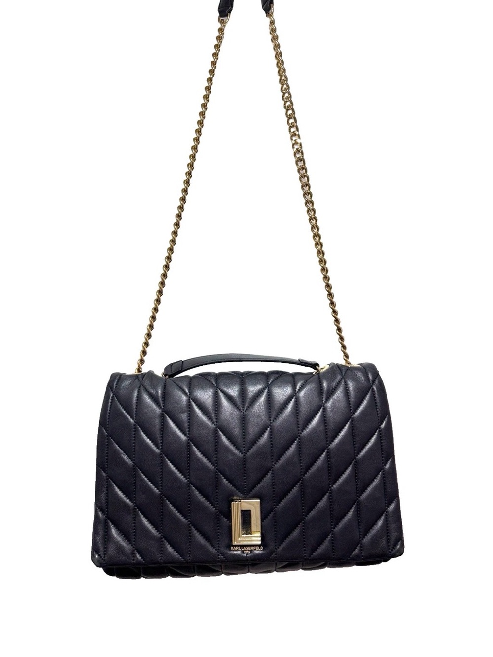 KARL LAGERFELD PARIS Lafayette Medium Leather Shoulder Bag